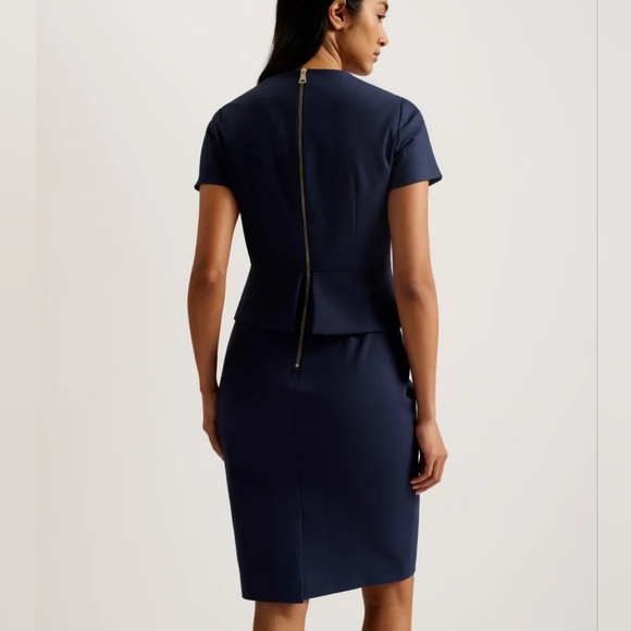 Ted Baker Navy Peplum Dress - Picture 2 of 5